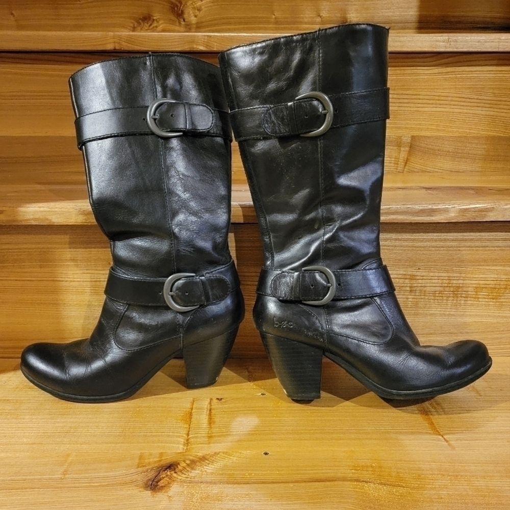 BOC Born Concept black heeled mid calf boot with buckles 6.5 women - Picture 4 of 14